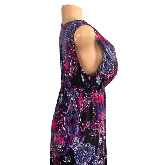 Bobbie Brooks Vibrant Paisley Pink and Purple Maxi Dress - Picture 3 of 8